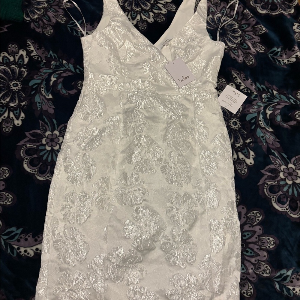 Lulus white floor length dress- NWT